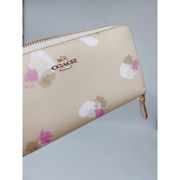 Coach 53794 Floral Print Accordion Zip Around Long Wallet Flower NWT Org $295 - Picture 4 of 8